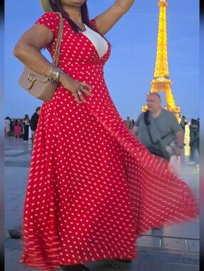 Red Polka Dot Maxi Dress - Women's Elegant Fit & Flare